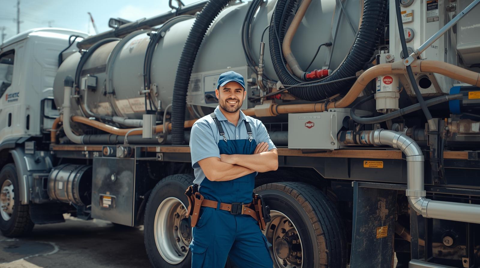 profissional plumber caminhão limpa fossa